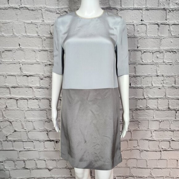 Jigsaw Silk Two Tone Blue and Grey Dress, Women's 4, NWT - Picture 2 of 9